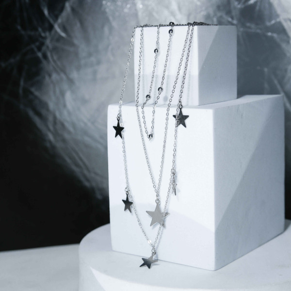 Triple String with Stars Necklace